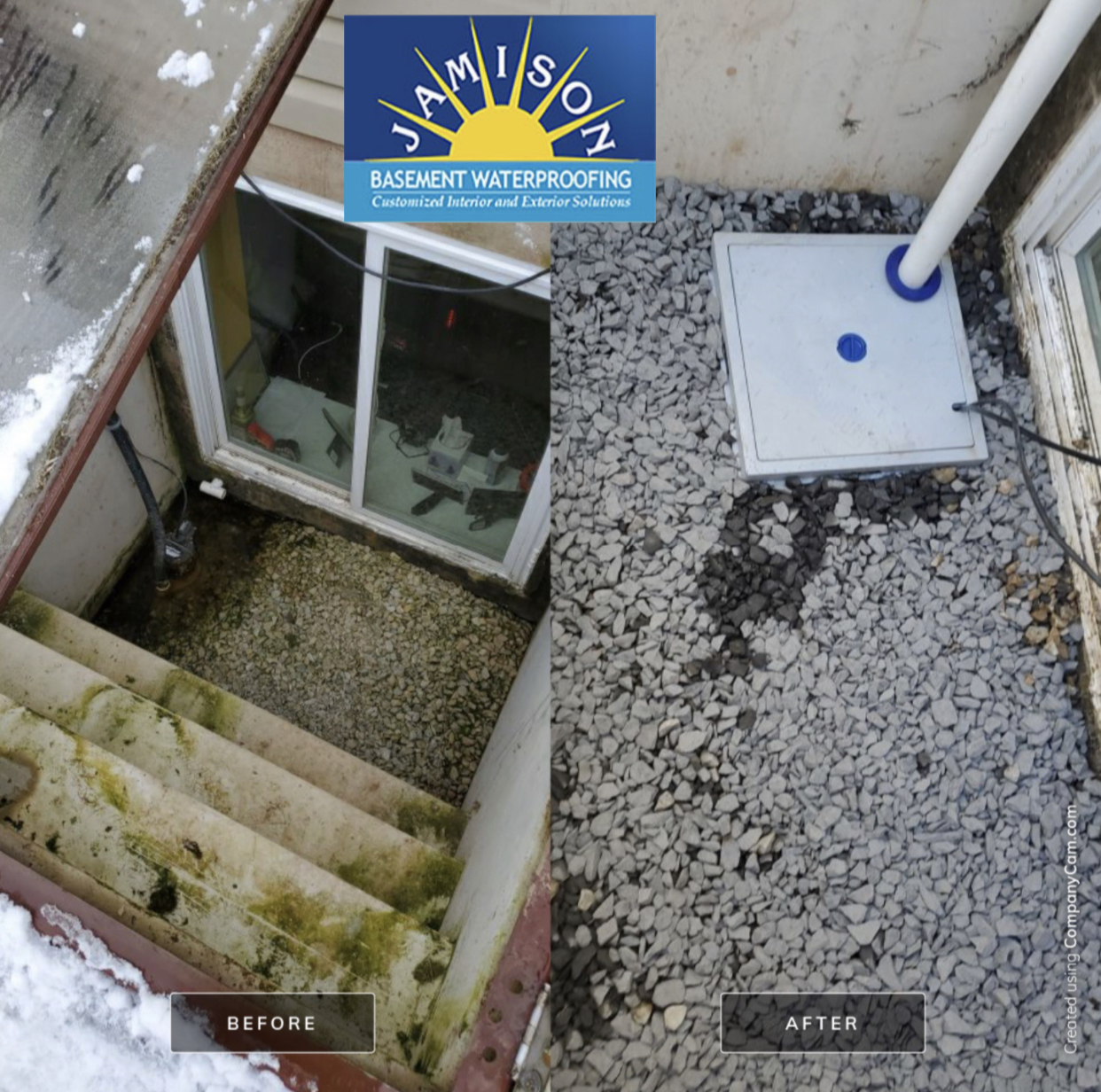 Before  / After  Egress sump pump